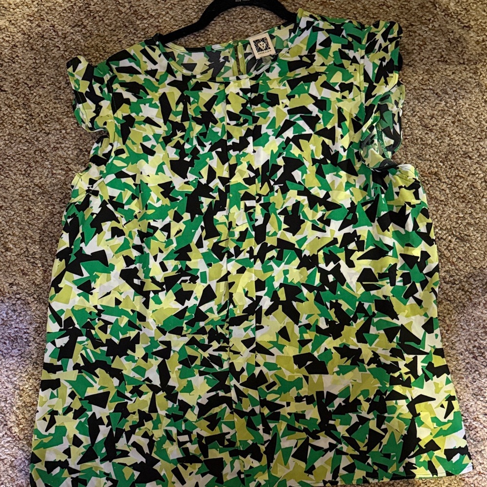 Anne Klein Green and Black Abstract Blouse women’s size xl used